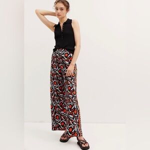 Anthropologie Breezy Straight Wide Leg Pants in Red Motif